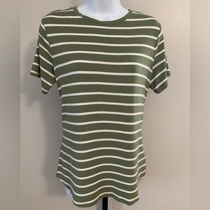 Old Navy Luxe Olive and White Striped Tee